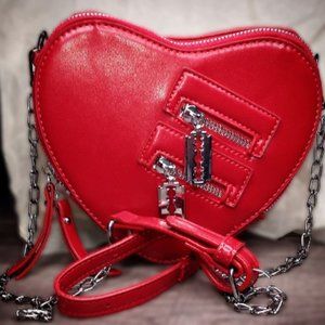 Red Heart Purse Love Heart Shaped Shoulder  Crossbody Handbag